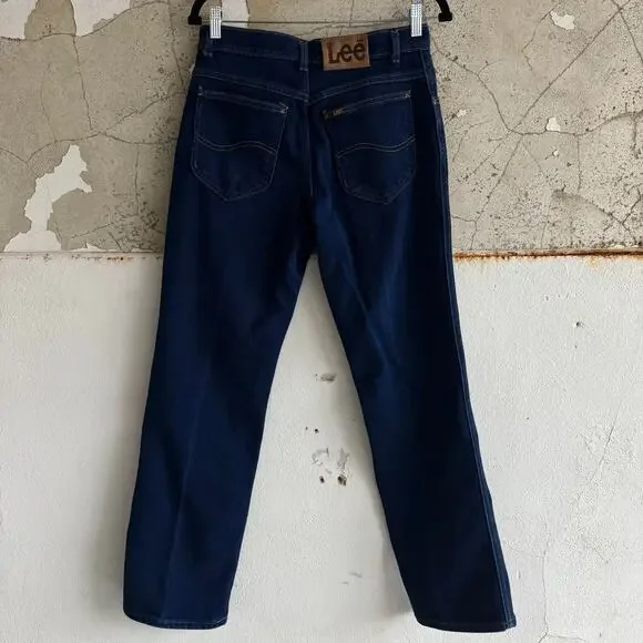 Vtg 70s Lee Jeans 202 Series Mens 32 x 32 USA Made Denim Dark Blue Straight Leg